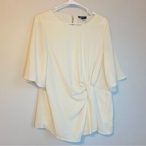 DKNYC Elegant Cream Knot Blouse